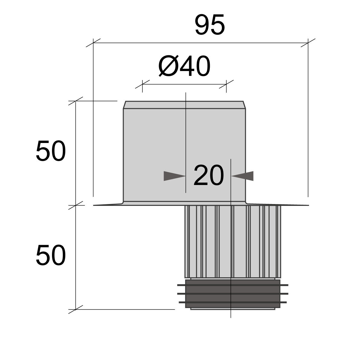 Golvanslutningsstos GAS 40-50 Offset 20